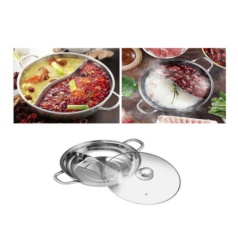 Bestonzon 1pc dubbelzijdige yin yang duurzame multifunctionele kookpotten met glazen deksel kookgerei voor keukenrestaurant