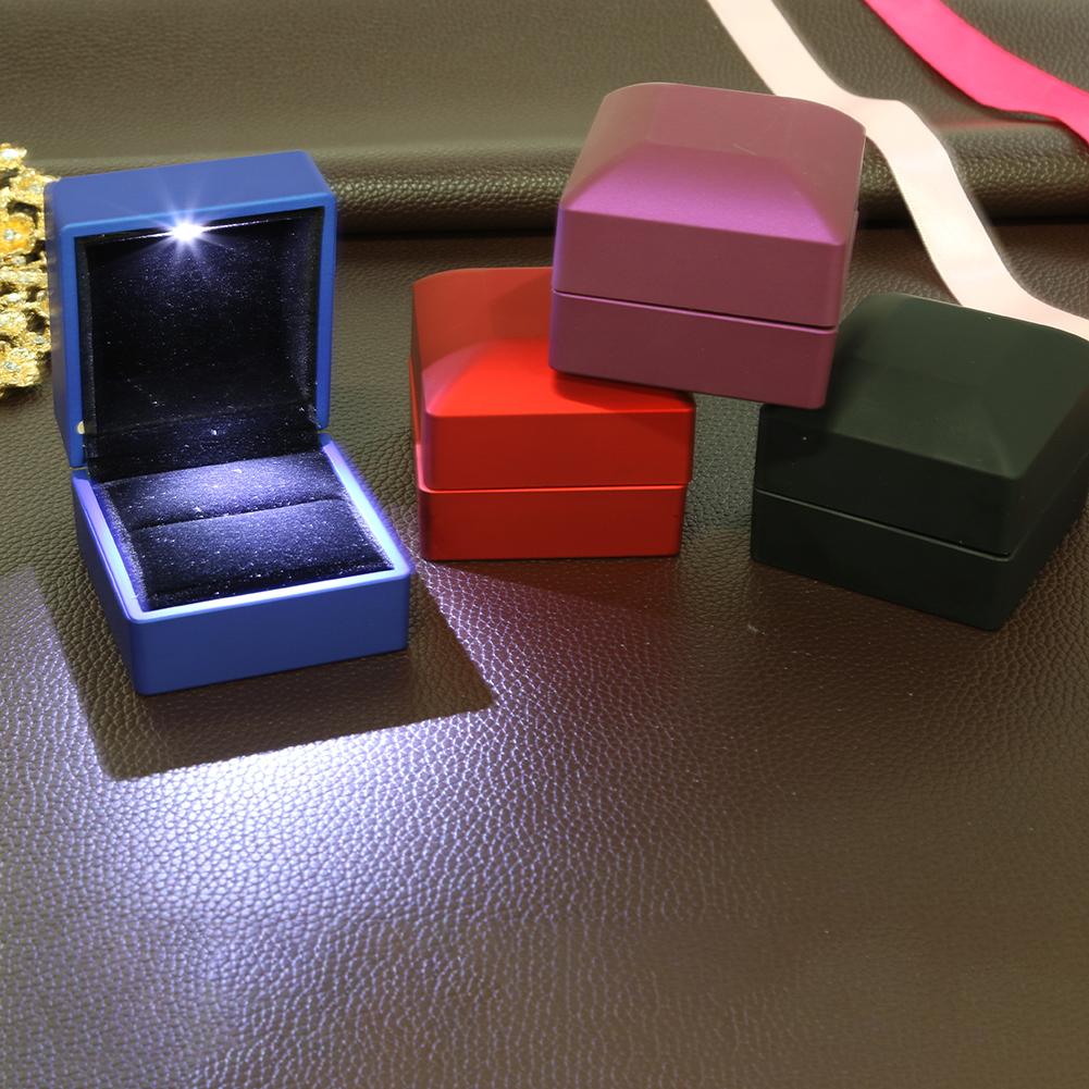 Led Lighted Earring Ring Box Wedding Engagement Jewelry Display Case Proposal Ring Box Packaging Box Ring Storage