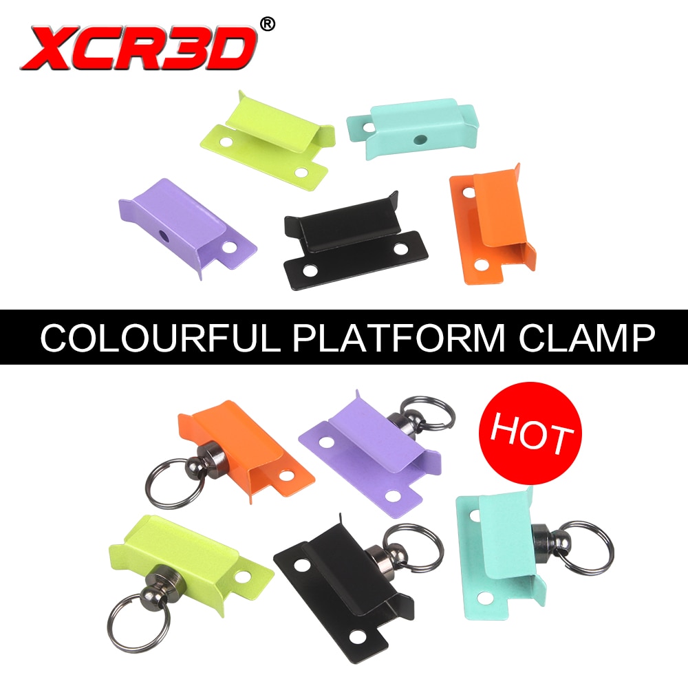 XCR3D 4pcs 3D Printer Parts Glass Platform Clamp Heated Bed Clip Colours Stainless Steel Plate Holder with Pull Ring for ender 3