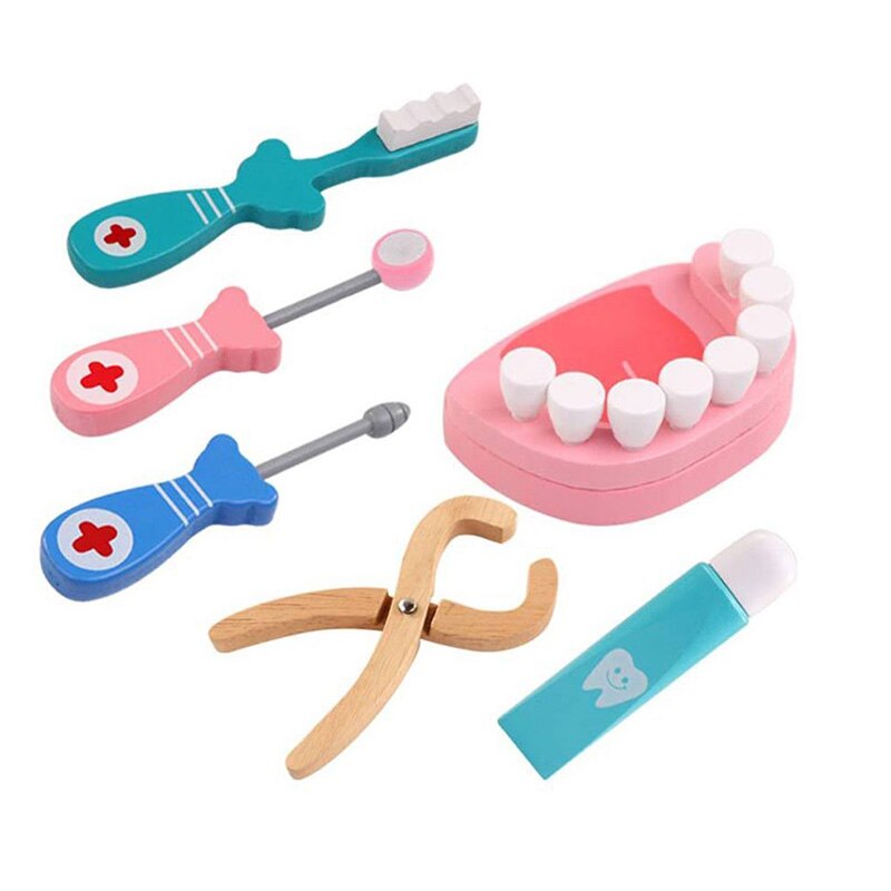 Logwood Houten Speelgoed Grappige Spelen Echte Leven Cosplay Spel Speelgoed Pretend Accessoires Gereedschap 6 Stuks Set Voor Kinderen: Default Title