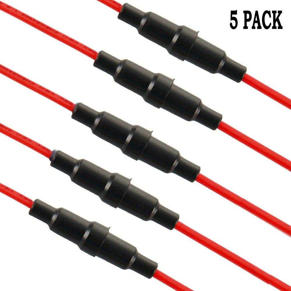 5X Type Fuse Glass Holder 5x20mm Inline AGC Fuse Screw Quick-Blow with 22AWG Wire Wired Fuse Sleeve Holder