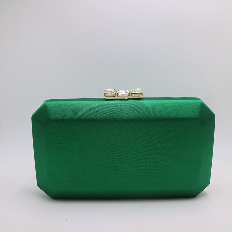 Hard Box Clutch Silk Satin Dark Green Evening Bags for Matching Shoes and Womens Wedding Prom Evening Party