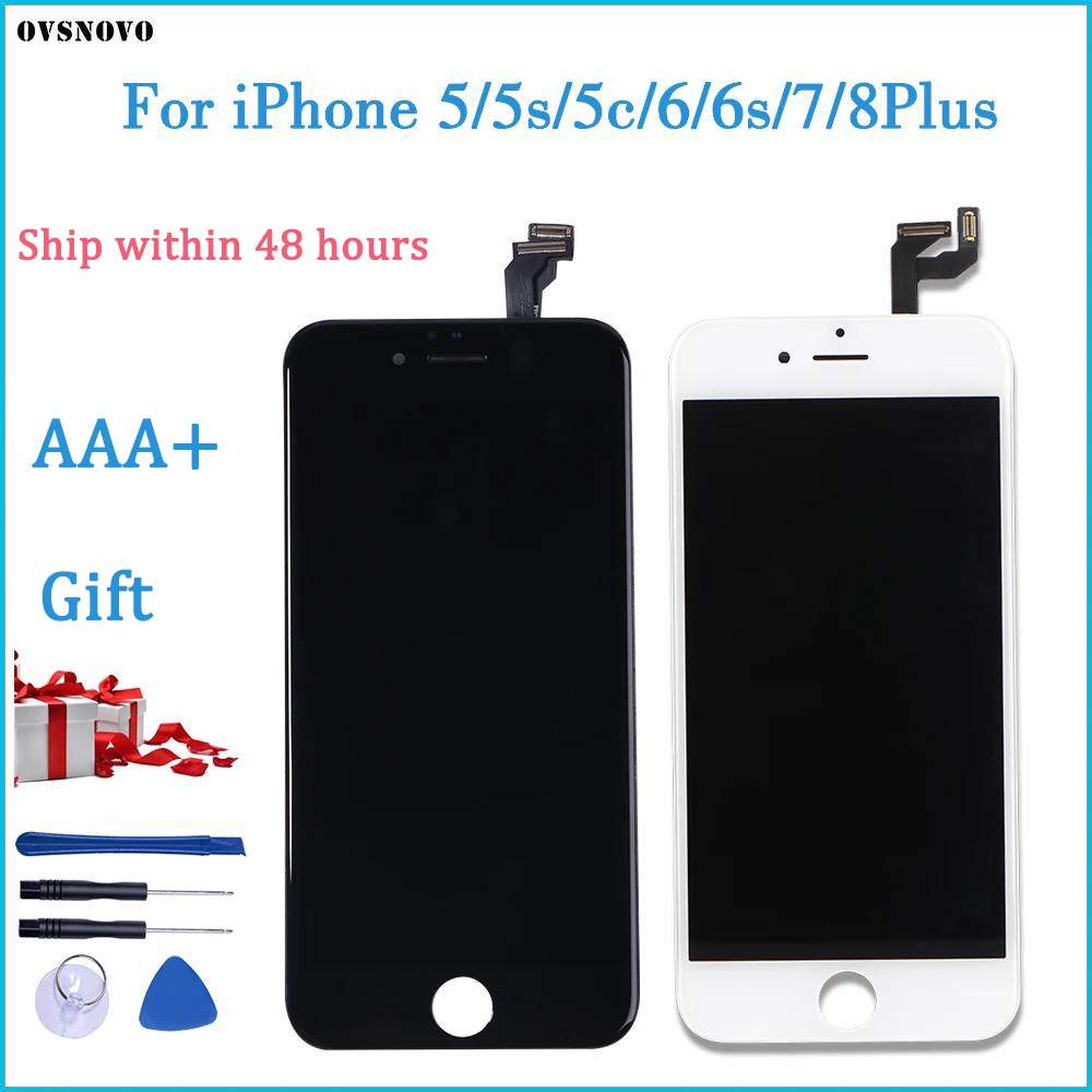 AAA+++ für iPhone 5 5s 5c 6 7 LCD Anzeige Touchscreen für 6s 7 8 Plus SE 100 % nagelneu LCD Digitizer gehärtet +