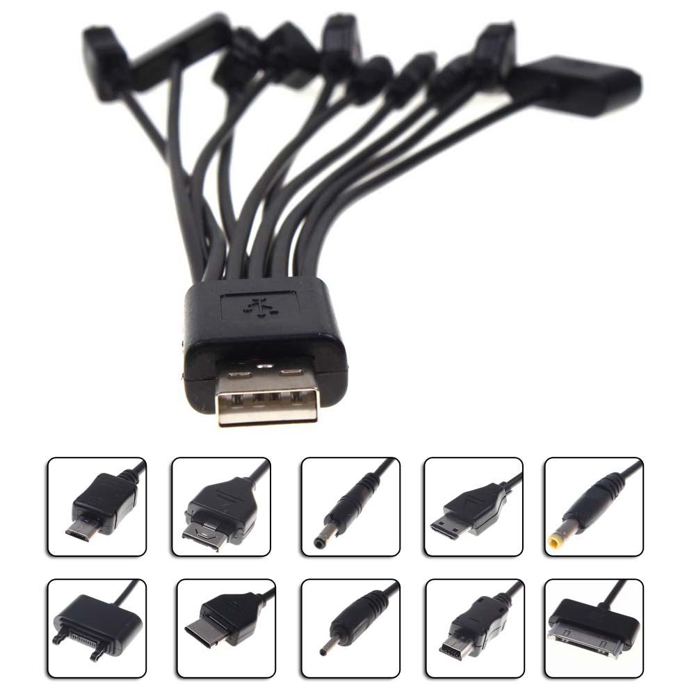 Draagbare USB Adapters 10 in 1 Universele USB Sync Gegevens Charger Cable Lead Multifunctionele Voor Mobiele Telefoon PSP Goede Reizen