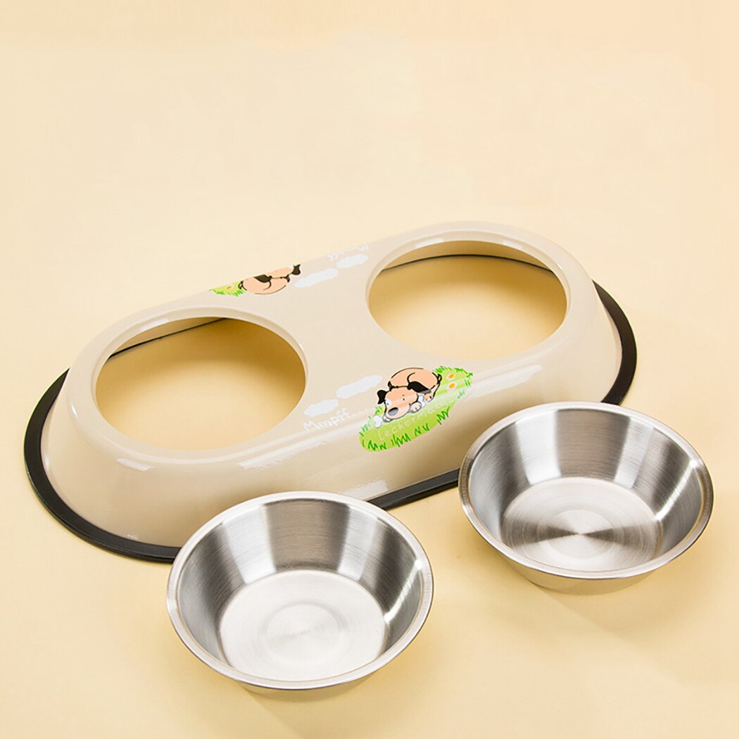 Honden- en kattenvoerbakken van roestvrij staal, dubbele voerbakken, voerbak, waterbak voor huisdieren, honden, katten, puppy's, voerbak voor buiten