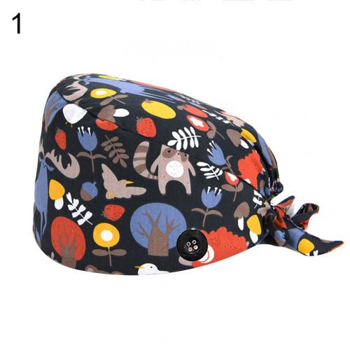 1PC Waschbär Fox Drucken Unisex Outdoor Sport Schweißband Kappe Schweiß Absorbierende Chirurg Krankenschwester Peeling Kappe Mit Taste Einstellbar Hut: 1