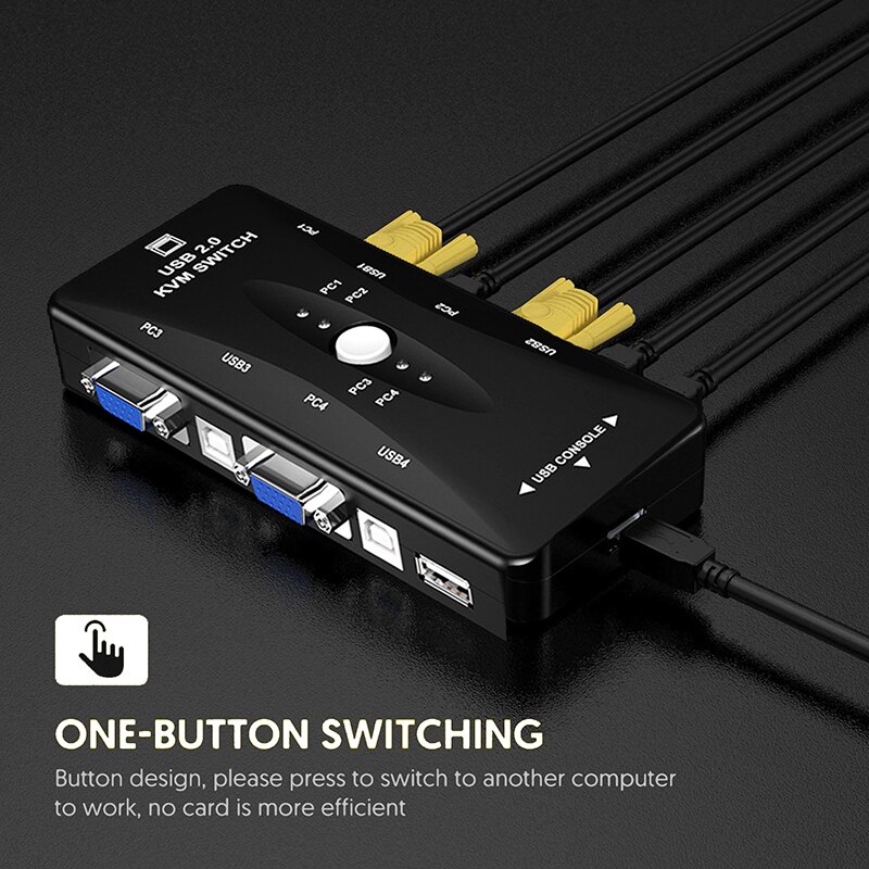 Original KVM Switch Box 4 Port 4K Support 1920*1440 Resolution USB VGA Splitter PC Display Selector For Games and DVR monitor