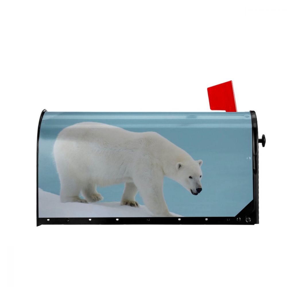 Hvid isbjørn kører postkassedæksel julemailkasse indpakker magnetisk postkassedæksel til havehave