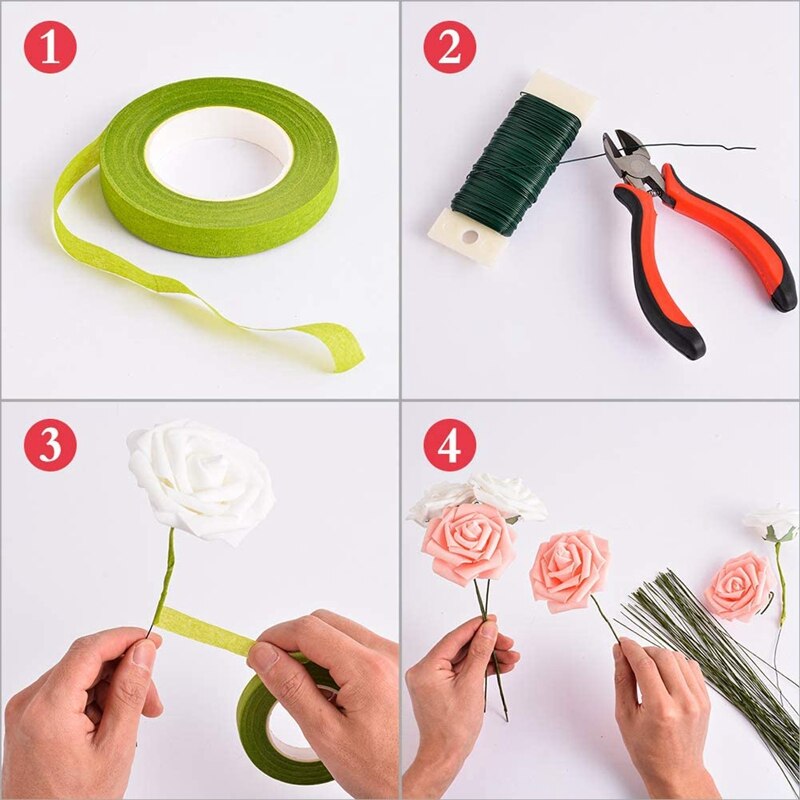 Kit arranjo floral fitas florais & envoltórios floral fio cortador fita floral para buquê haste envoltório florista casamento floral