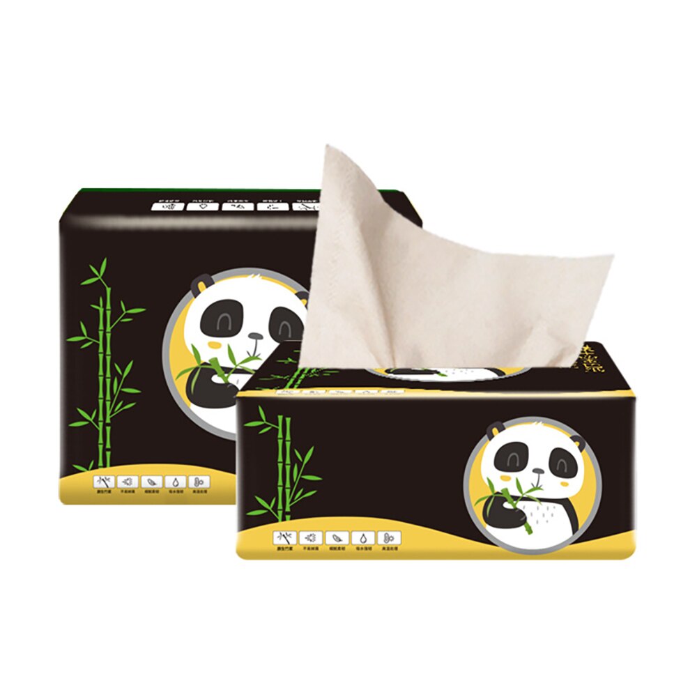10 Roll Toilet Paper Panda Pattern Package Bamboo Natural Color Pumping Paper Household Napkin Bathroom White Soft Drawing