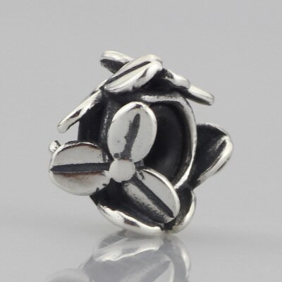 Authentic 925 Sterling Silver Spacer Stopper Mocha Bow Flower Footprint Bead Charm Fit European Style 3mm Bracelet Jewelry: TBS187-13