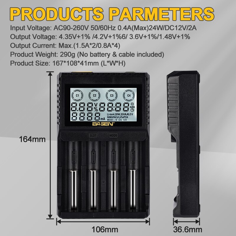 18650 Battery Charger 3.7V 18650 21700 Lithium 1.2V AA AAA NiMH Rechargeable Batteries LCD Smart Charger with DC 12V 2A Port