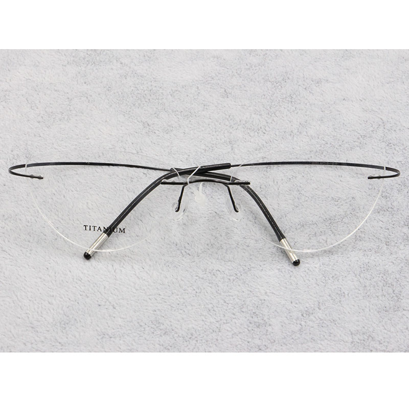 Rammeløse brilleramme kvinder titanium ultralette briller receptfrie rammeløse katteøje briller nærsynethed optisk ramme