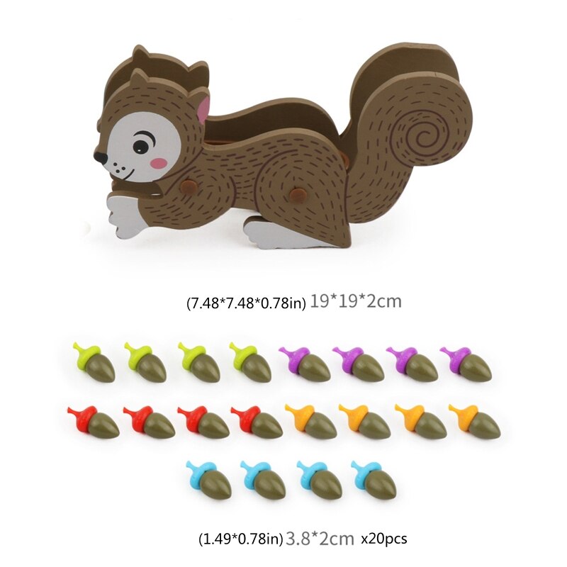 Squirrel Picking Acorn Game Color Classification Multiplayer Game Puzzle Fun Toy 23GD