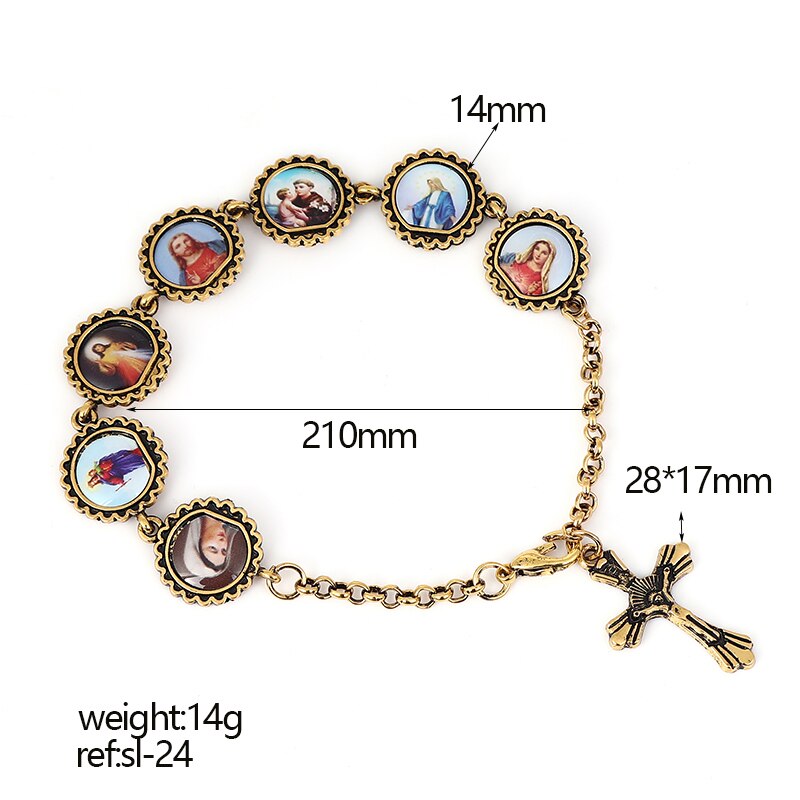 Pulsera de crucifixión del Corazón de Jesús, de Navidad, católico, Virgen María, tendencia