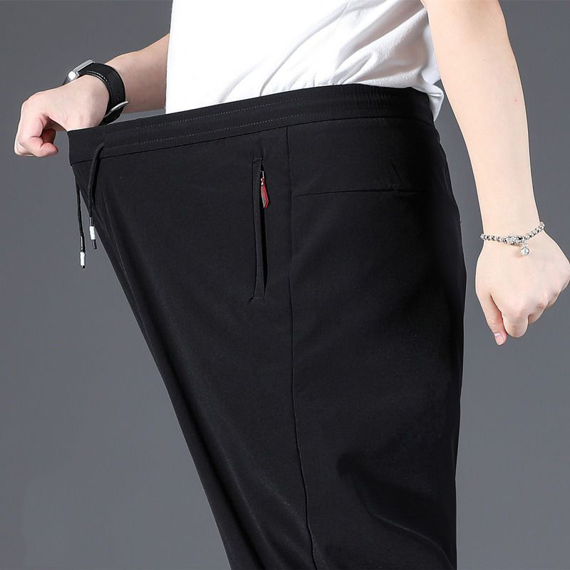 Plus size bomulds casual bukser herre lige løse bukser herretøj elastisk talje cargobukser ren bomuld oversized bukser