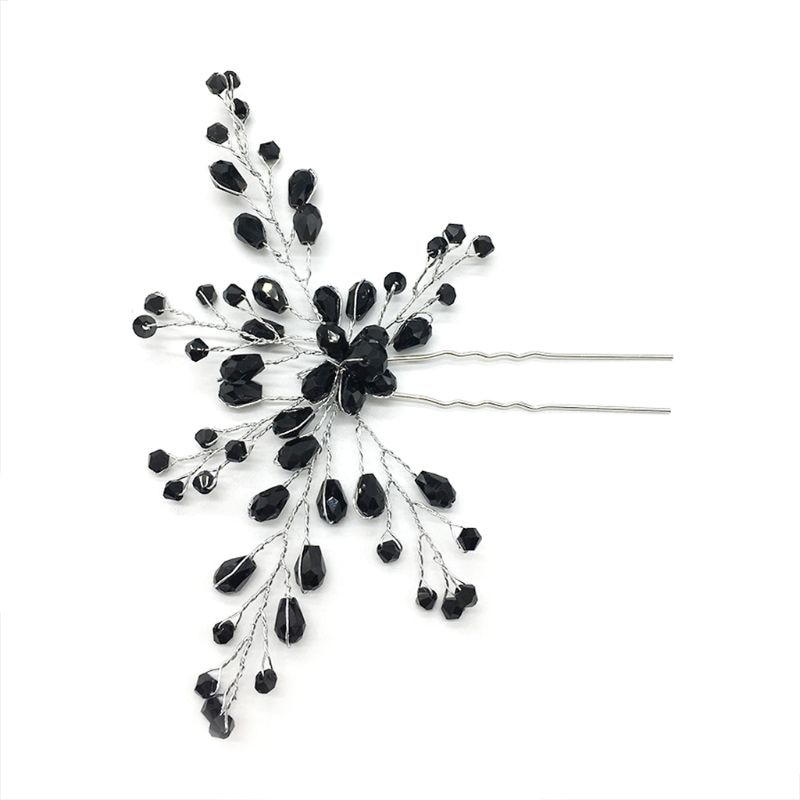 Bruid Haarspelden Black Crystal Haarspeld Bruids Hoofddeksels Sieraden Vrouwen Lady Luxe Charms Wedding Party Ball Gothic De