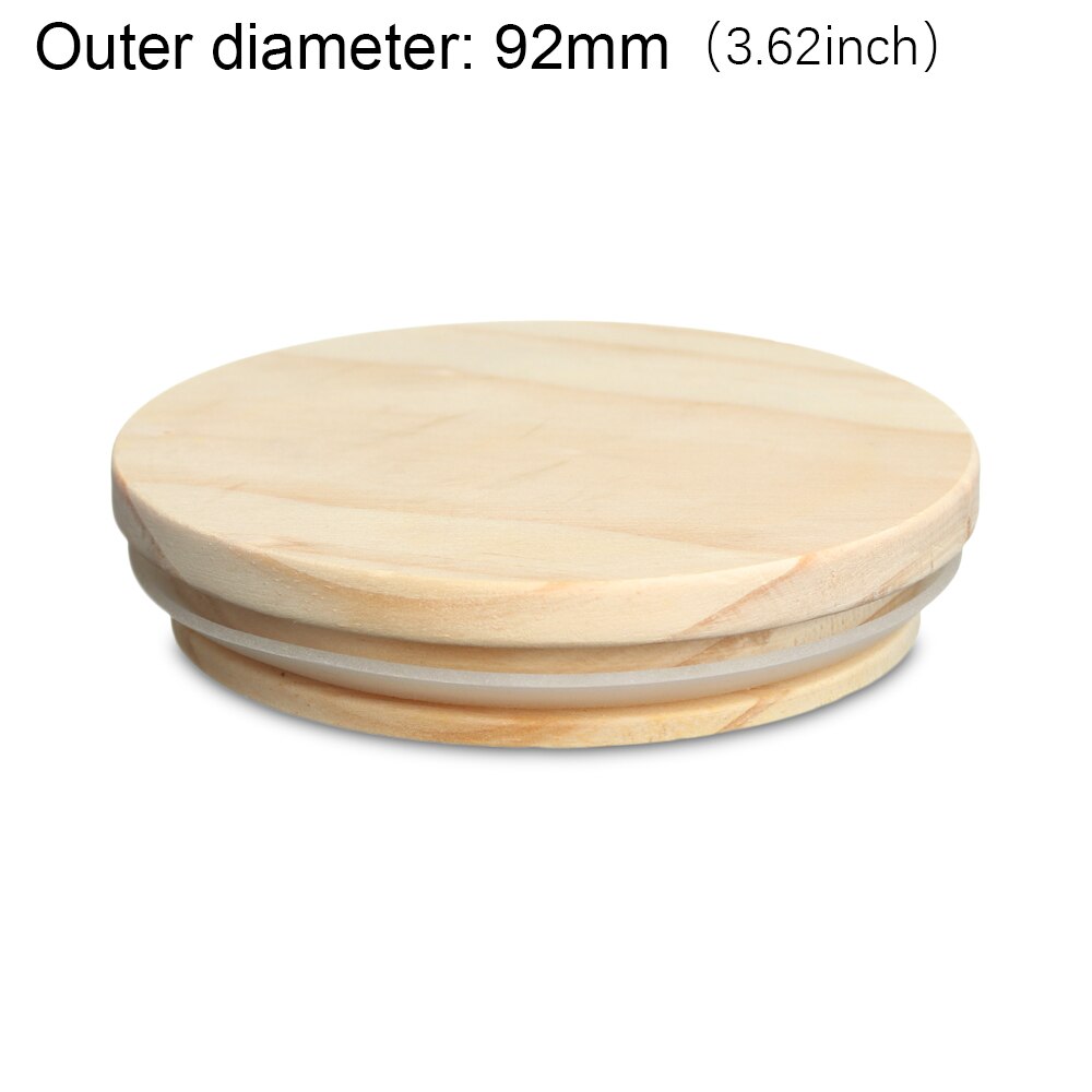 70mm/86mm Reusable Bamboo Wood Lids Mason Jar Lid with Straw Hole Silicone Seal Ring Wide Mouth Cup Covers Caps Decor Crafts: 92mm-pine wood