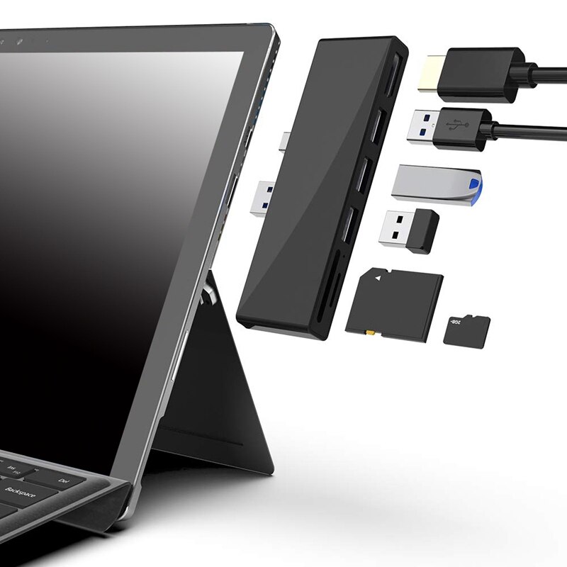 for Surface Pro USB Hub Docking Station,6-In-1 USB 3.0 Hub Adapter with 4K DP Displayport,3 USB3.0 Ports (5Gps)