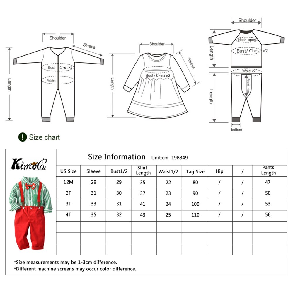 Wasailong Kids Baby Boys Christmas Clothing Set Long Sleeve Shirt+Suspender Pants 2Pcs/Set Outfits Suit for Toddler Boys 12M-4T