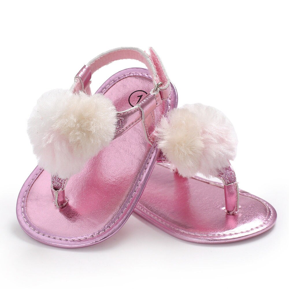 Zomer baby sandalen meisjes pu leren schoenen baby peuter prinses haarbal sneakers