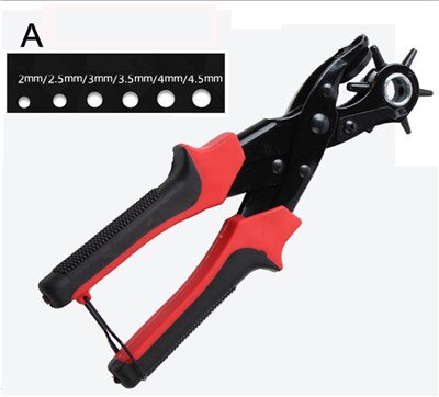 Outil de perforateur de trou de ceinture de ménage pour la maroquinerie en cuir ronde oblongue ovale trous fabricant poinçonneuse pince à main 6-en-1: A