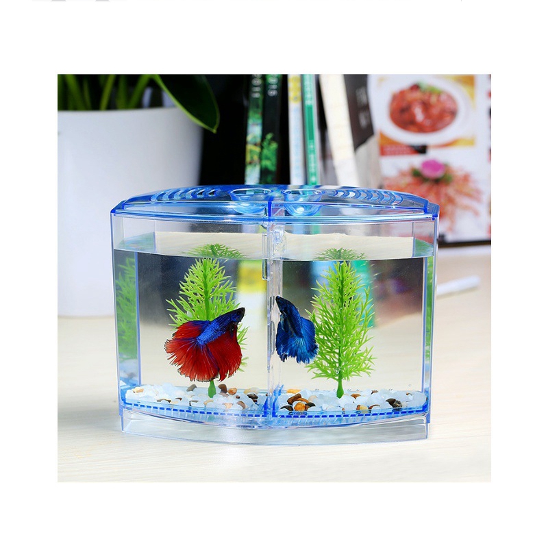 Acrylic Fish Tank Desktop Small Fish Tank, Suitable for Family Living Room, Bedroom, Office(1.8L)