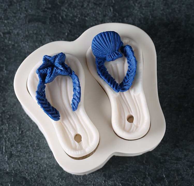 silicone mold sea beach shoes shape ocean fondant cake decoration gum paste moulds