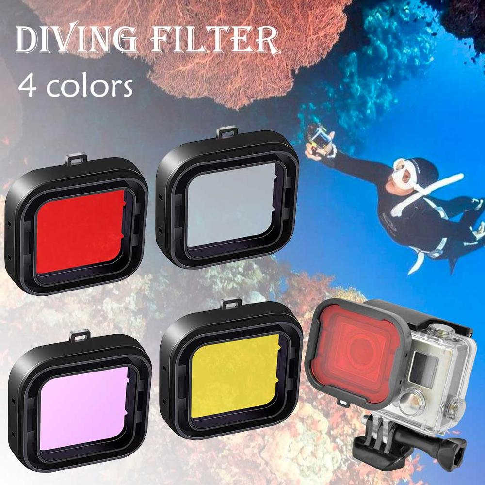 4PCS Waterdichte Sport Camera Case Onderwater Duiken Filter Lens Cover UV Filter Voor GoPro Hero 4 3 + Behuizing case
