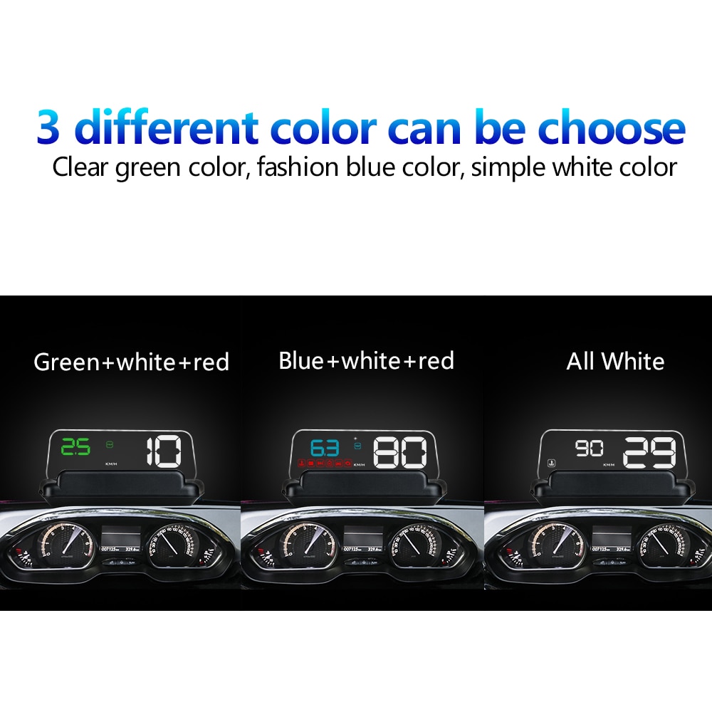 HUD Mirror-pantalla frontal para coche C500, proyector de velocidad para parabrisas, alarma de seguridad, temperatura del agua, sobrevelocidad, RPM, reloj de voltaje,