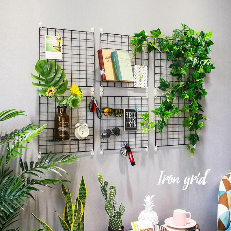 Wanddecoratie Ijzeren Frame Opknoping Rack Muur Display Diversen Opslag Badkamer Planken Multifunctionele Mesh Draad Metalen Wandplank