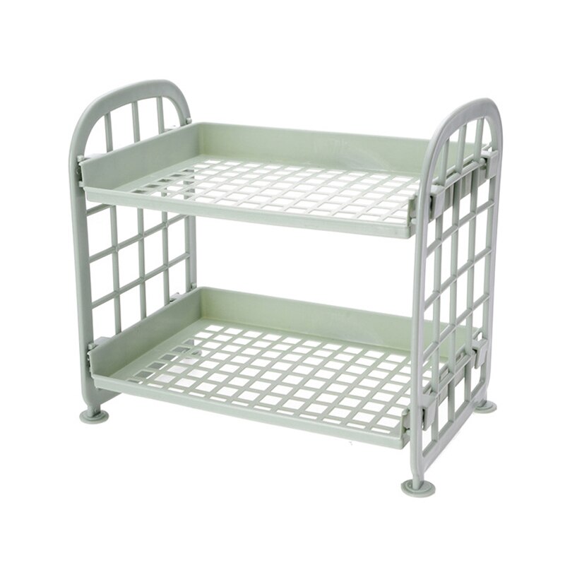 2-Tier Assembled Storage Shelf Plastic Seasoning Storage Rack Countertop Shelf for Kitchen Desk Countertop Organizer: Green