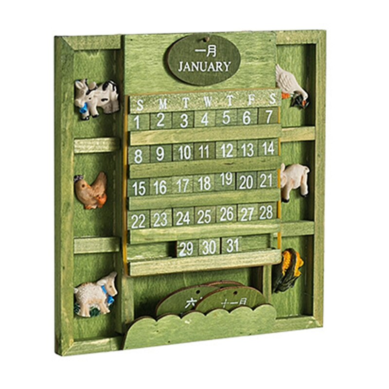 Mini calendrier mural en bois, petit calendrier en bois, décoration nordique, style méditerranéen, pour le bureau: Default Title