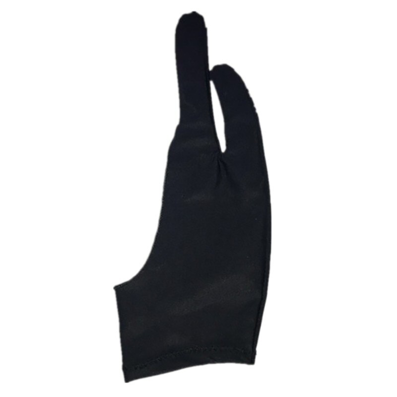 Zwart 2 Vinger Anti-Fouling, zowel Voor Rechts En Links Hand Kunstenaar Tekening Handschoen Voor Elke Graphics Drawing Tablet Zwart Sml