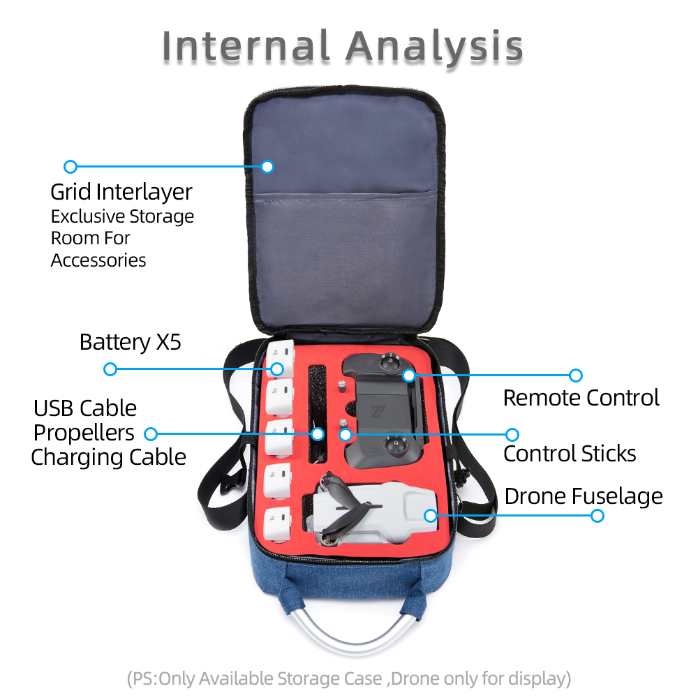 Bolso de hombro para Dron Fimi X8 Mini, bolsa de almacenamiento portátil, bolsa de transporte impermeable, Funda dura, Accesorios azul