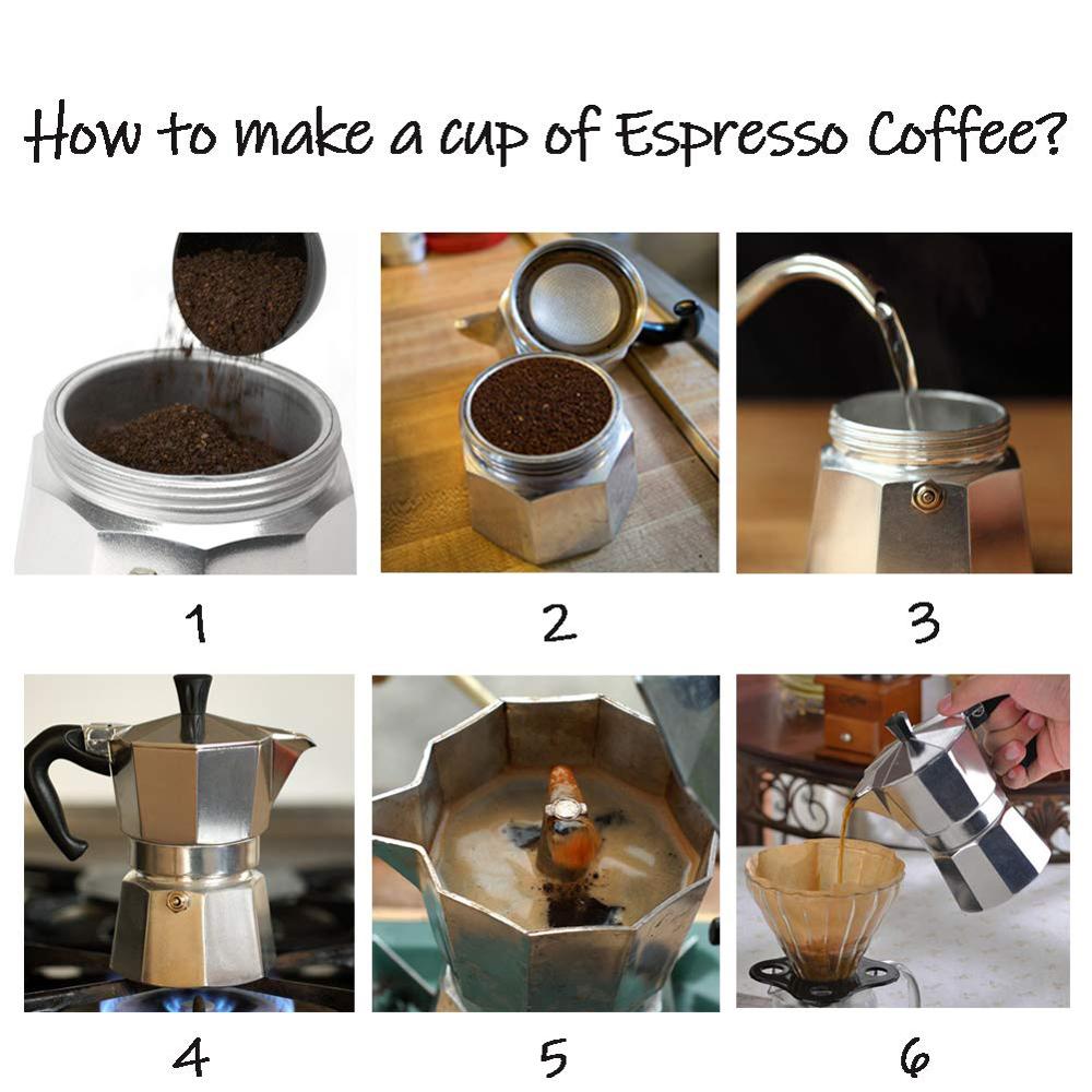 Mokka-koffiepot van aluminium, snel koffiezetapparaat voor op het fornuis, espressomachine voor op het fornuis, mokka-pot