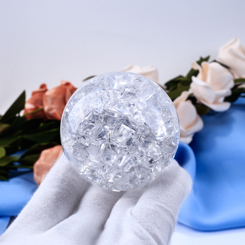 60/80mm is krakelering krystalkugle feng shui glas magisk bold delikat globus sfære ornamenter håndværk til boligindretning