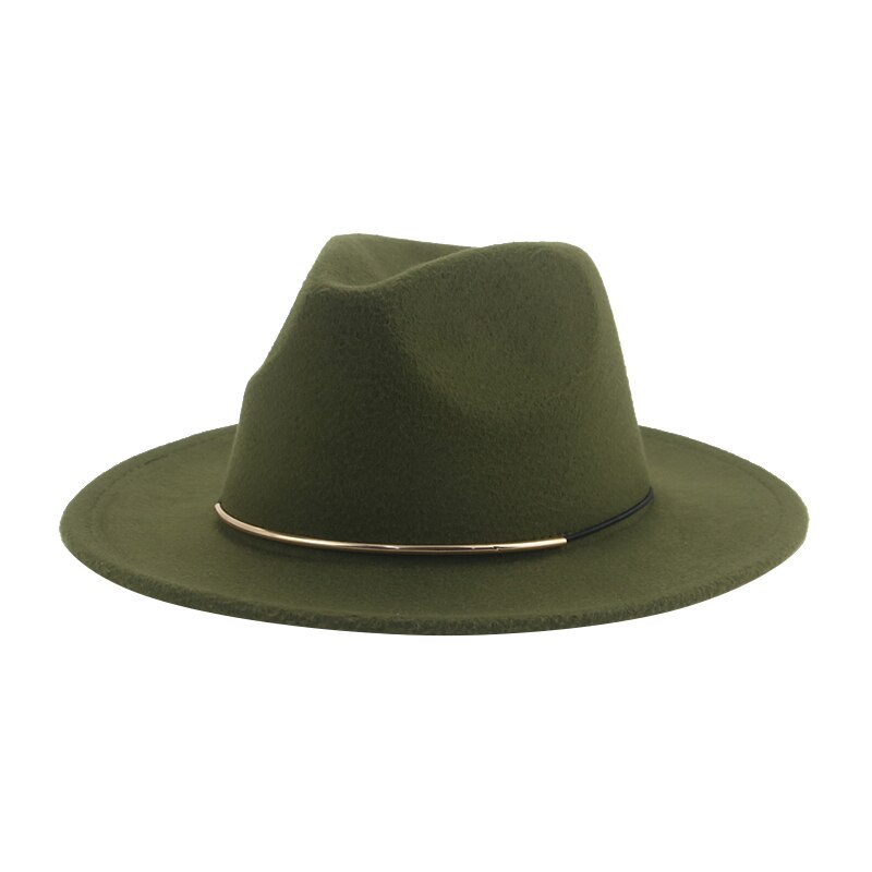 Sombreros de ala ancha Para hombre Y mujer, sombrero de Panamá, banda sólida, Formal, iglesia, boda, invierno,: army green