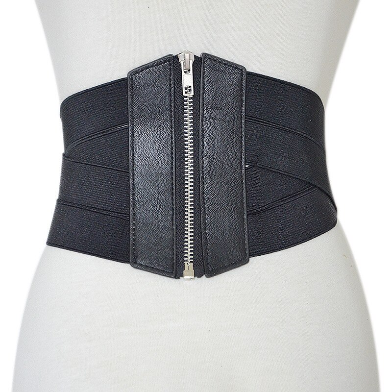 Tie Wide Corset Belts For Women Lace Up PU Leather Luxury Punk Belt Cummerbund Retro Waist Wide Belt Waistband Black