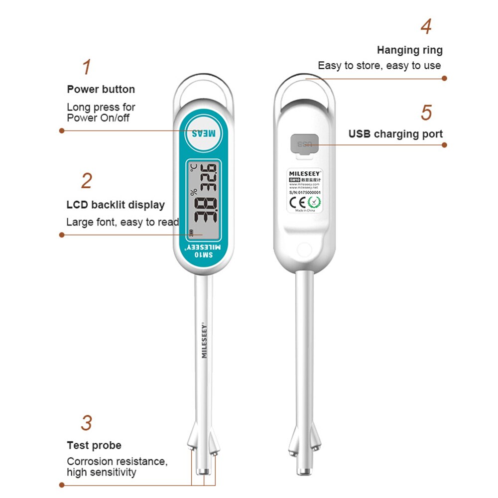 Multi-point Electric Salinity Meter LCD Digital Salinometer Mini Salt Measuring Device Rechargeable Salimeter Salinograph