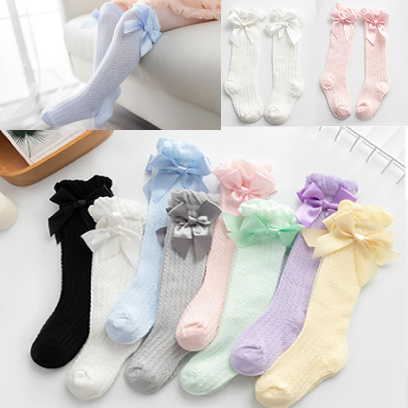 Gittergewebe Bogen Baby Socken Sommer Dünne Anti-moskito Socken Kleinkind Mädchen Prinzessin Bowknet Vertikale Gestreiften Socke Gewöhnlichen Socken Rohr