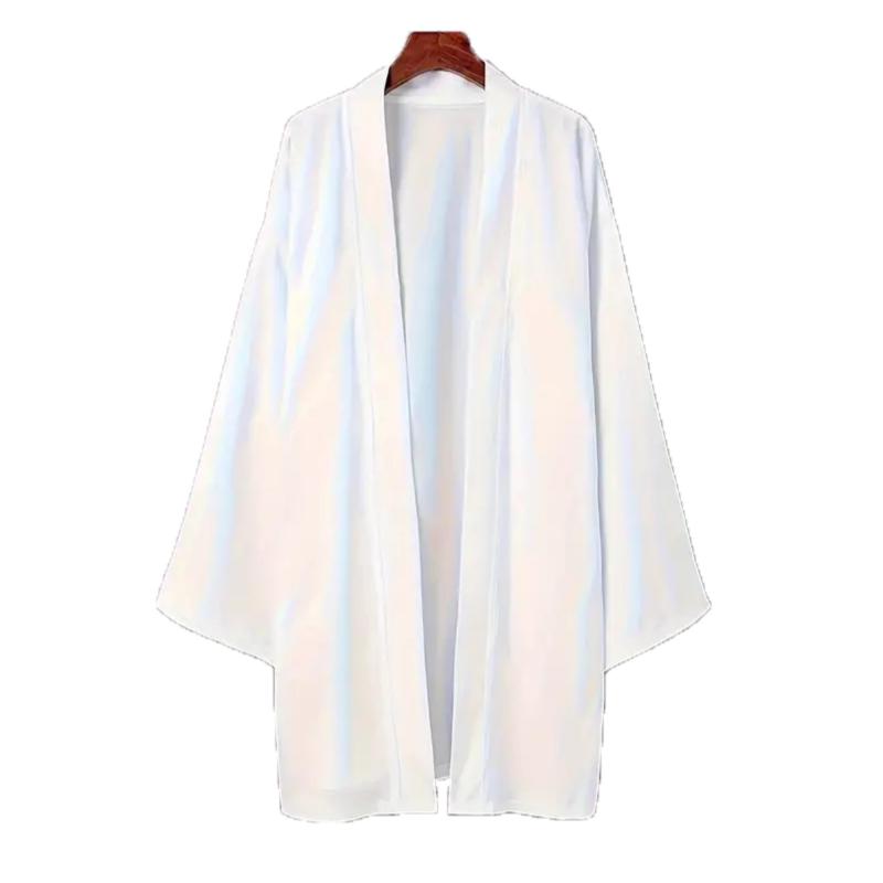 Poncho Kimono japonais Long pour hommes et femmes, couleur unie, décontracté, ample, Yukata Haori Beach, chemise Hiyoshi noire, été 2024: XXL / Marron