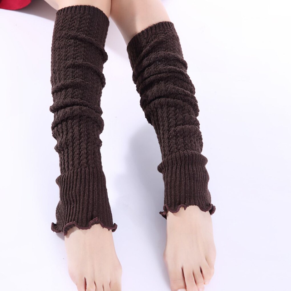 Kvinder strik tights tåløse ben varmere peplum flæse lange crop støvler luv pige strømpe kvinder varm knæ høj vinter strik strømpe