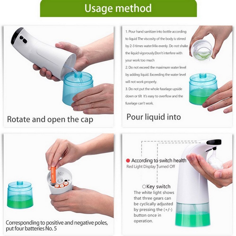 Non-contact automatic intelligent use convenient soap dispenser sensor foam infrared sensor sterilization bathroom kitchen 250ml