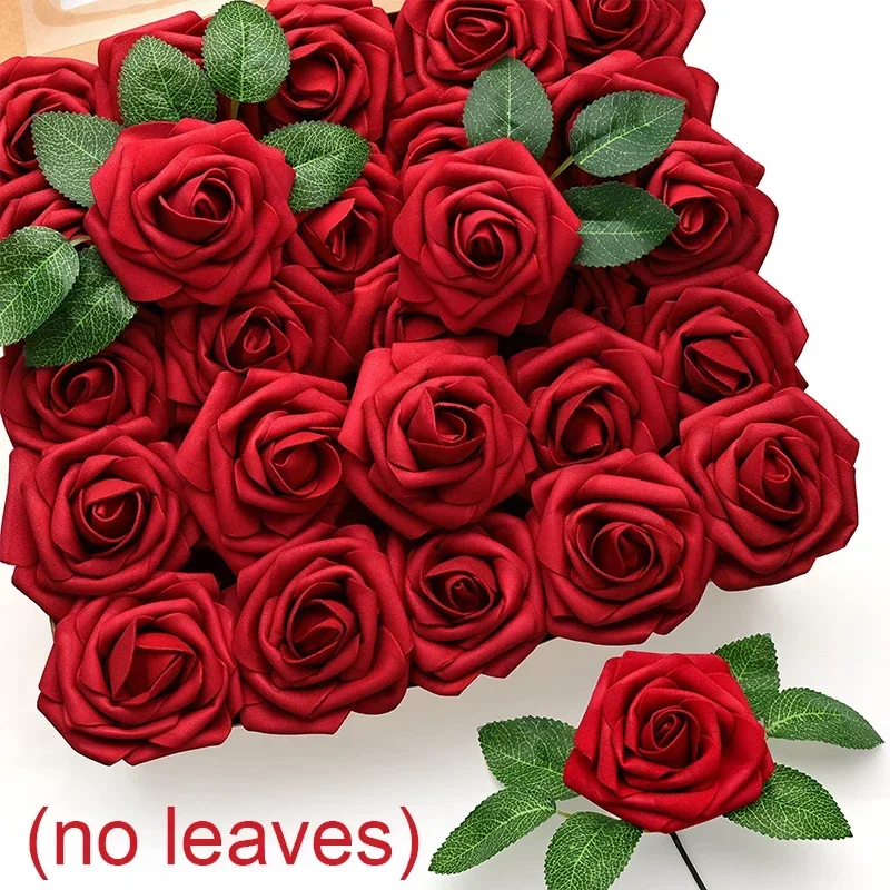 50/5 Uds. De rosas artificiales de espuma Multicolor, rosas falsas para bricolaje, ramos de de boda, arreglos de centros de mesa, decoraciones para el hogar