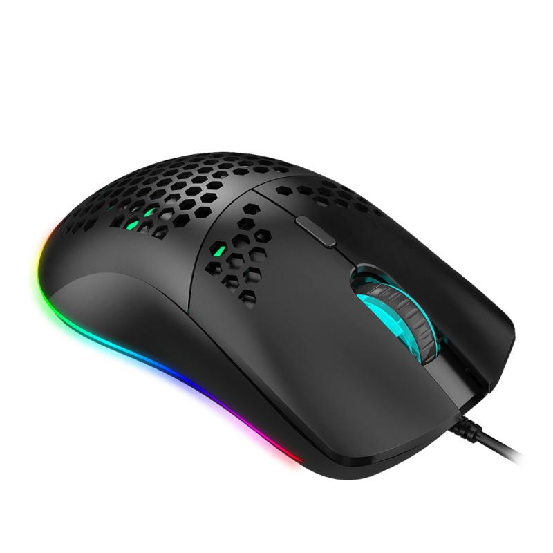 Denash Wired Gaming Keyboard, RGB Backlit, Compact Ergonomic V-Shaped