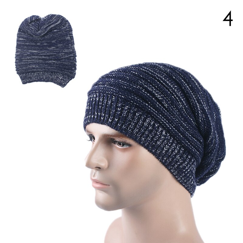 Stripete baggy skullies lue luer for menn vinterlue dame utendørs lue dame myk varm strikket lue for gutter ttm-czx 9: 4
