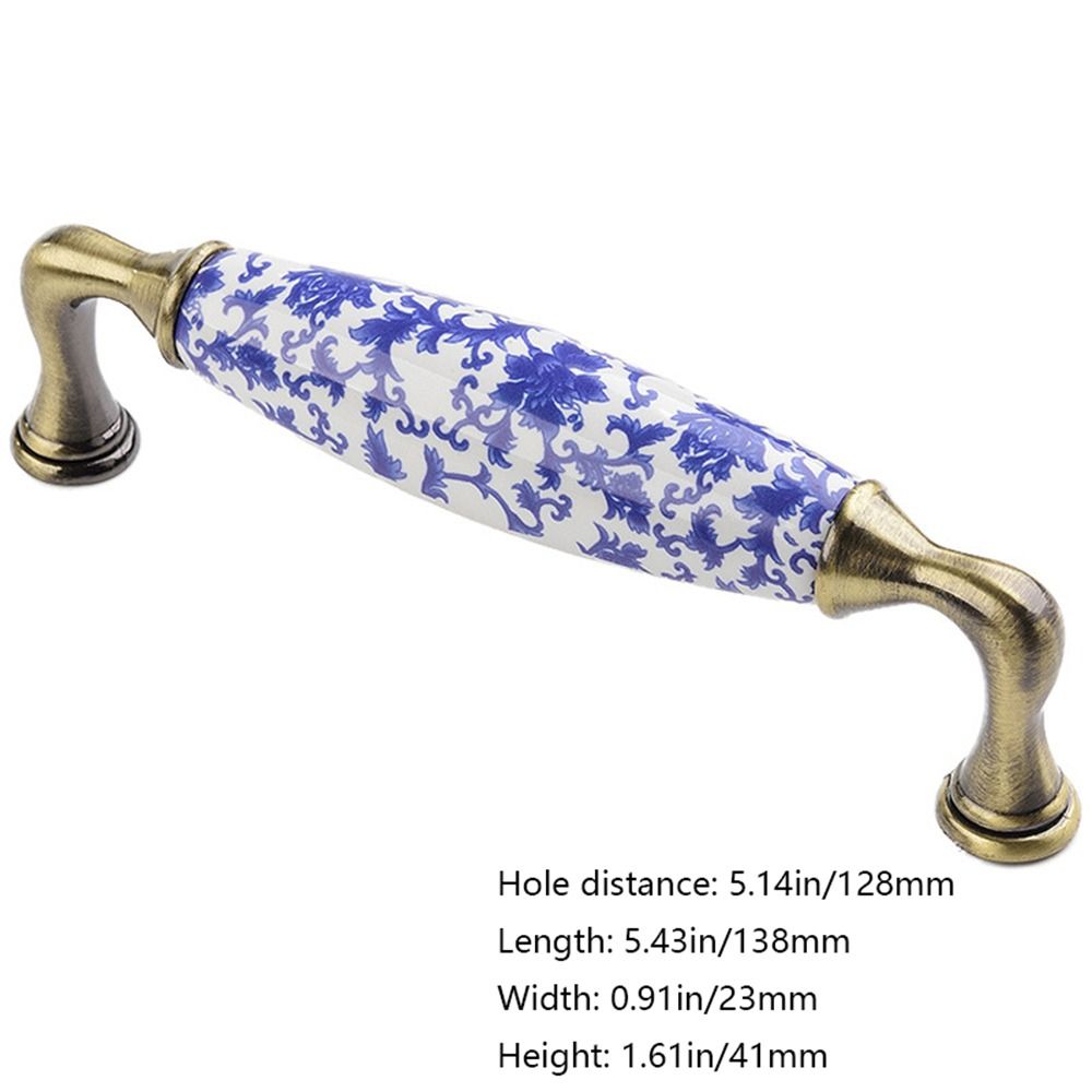 Porcelain Flowers Blue And White Furniture Antique Dresser Cabinet Handles Door Handle Pull Handles Drawer Knobs: Blauw