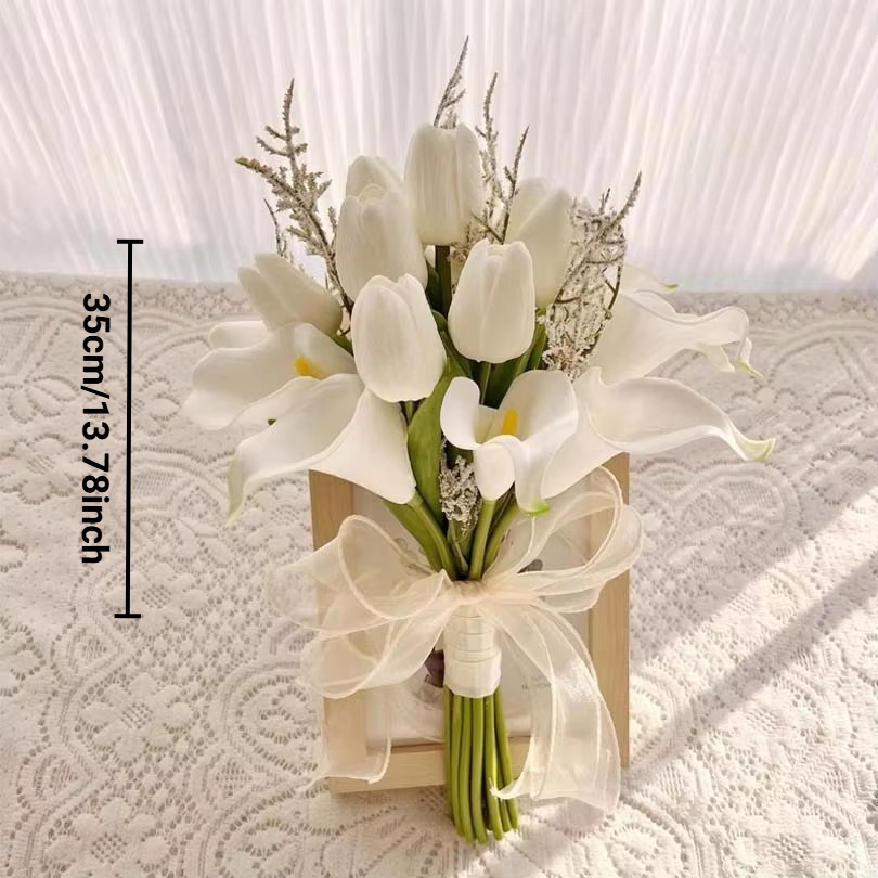 Weiße Calla-Lilien Hochzeitssträuße für sterben Braut, Brautsträuße für Zeremonie, Jubiläum, Hochzeit, Brautparty: Gelb
