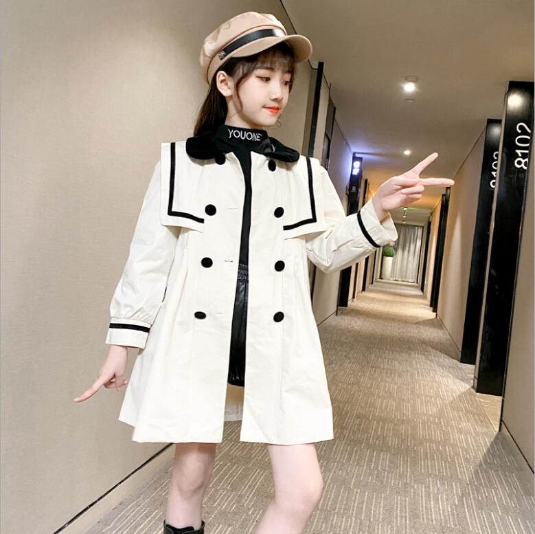 Girls Clothes 10 12 Year Autumn Kids Jackets For Girls Casual Kids Trench coat High-grade Children Clothes: 8  130cm